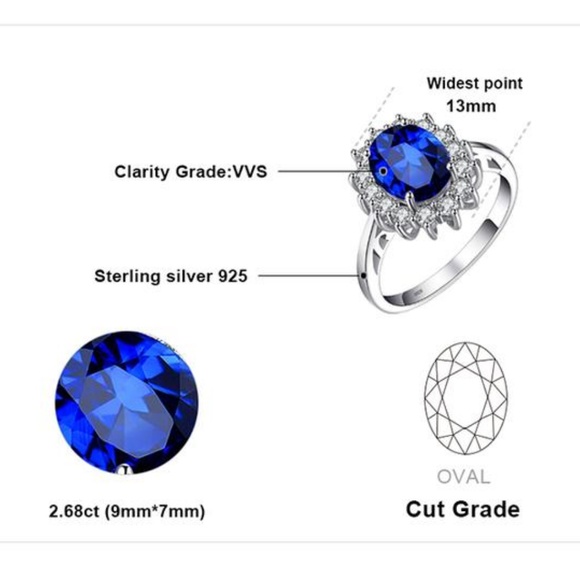 Princess Diana 2.6ct Blue Sapphire Ring - Picture 5 of 5